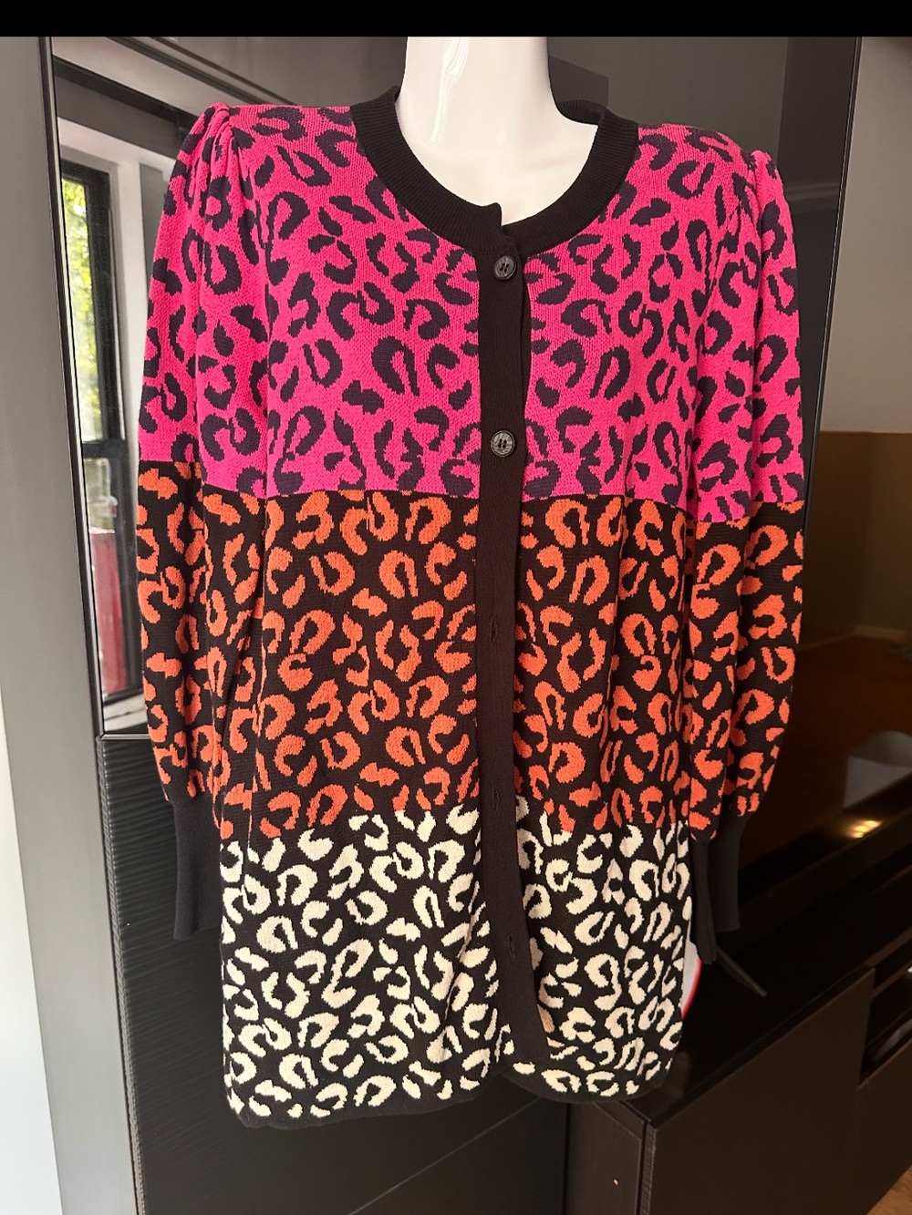 Fate Magenta and Black Knit Sweater cardigan